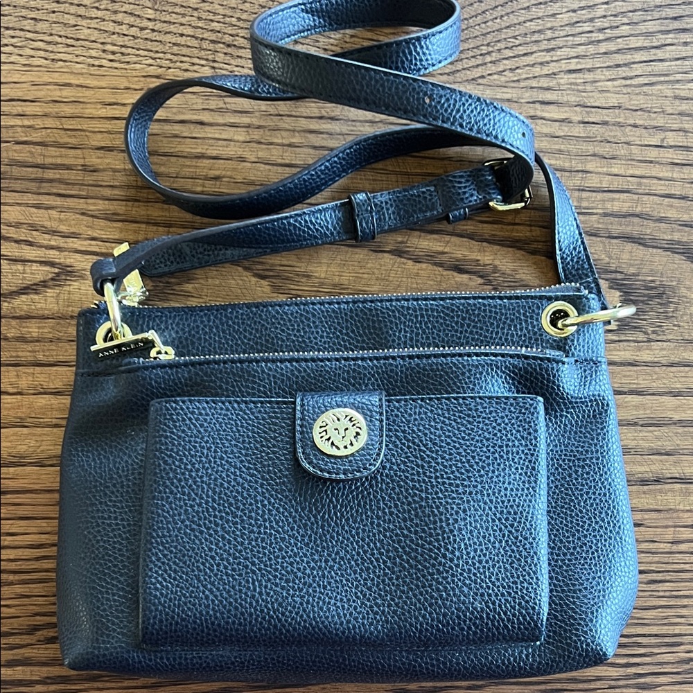 Anne Klein Navy Crossbody Bag with Gold Accents